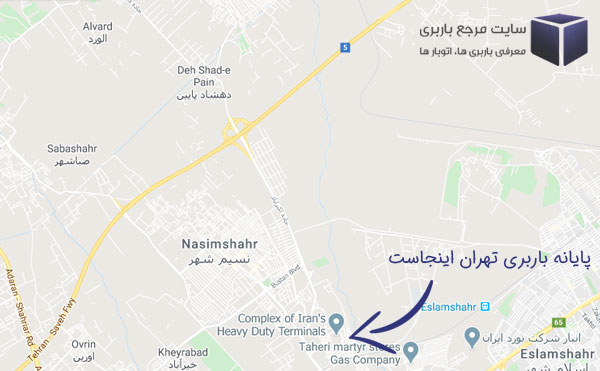 نقشه پایانه باربری تهران